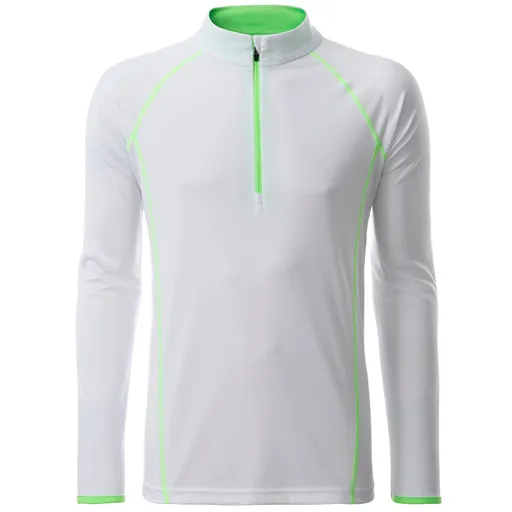 James & Nicholson (Daiber) Pánské funkční tričko s dlouhým rukávem JN498 - Bílá / jasně zelená | L
