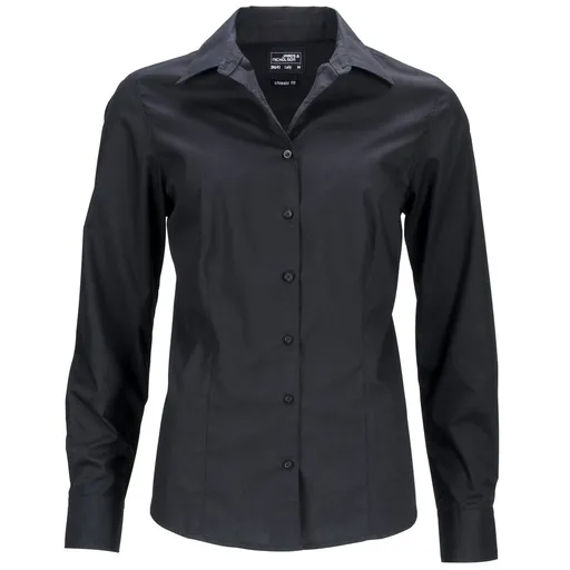 James & Nicholson (Daiber) Dámská košile s dlouhým rukávem JN641 - Černá | L