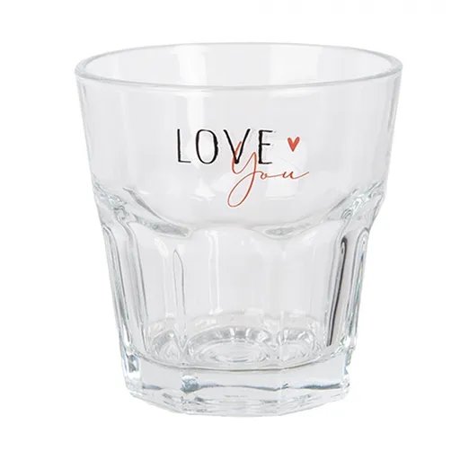 Sklenička se srdíčkem Love you Heart & Smile - Ø 8*8 cm / 200 ml Clayre & Eef