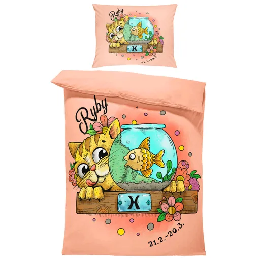 Povlečení Kočičí znamení – ryby (Rozměr : 1x140/220 + 1x90/70)