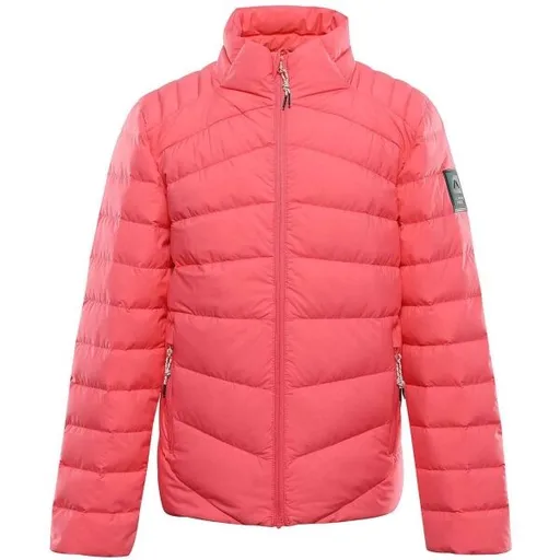 ALPINE PRO RETERO Dětská ultralehká péřová bunda, červená, velikost 152-158