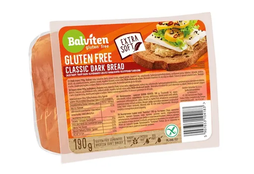 Balviten Classic Dark Bread bezlepkový krájený tmavý chléb 190 g