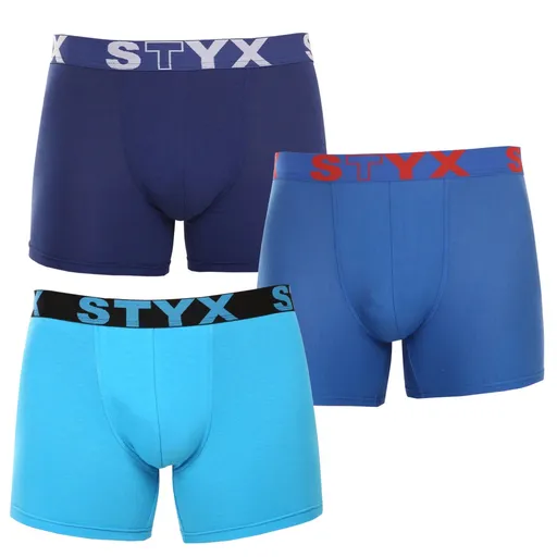 Styx 3PACK pánské boxerky long sportovní guma vícebarevné (3U96789) M