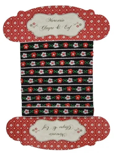 Hnědá dekorativní látková stuha s květy Mercerie - 1*150cm Clayre & Eef