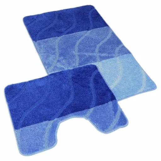 Kvalitex Sada koupelnových předložek Vlny modrá, 60 x 100 cm, 60 x 50 cm