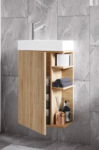 VCM Koupelnová skříňka s umyvadlem Lumia, dub sonoma