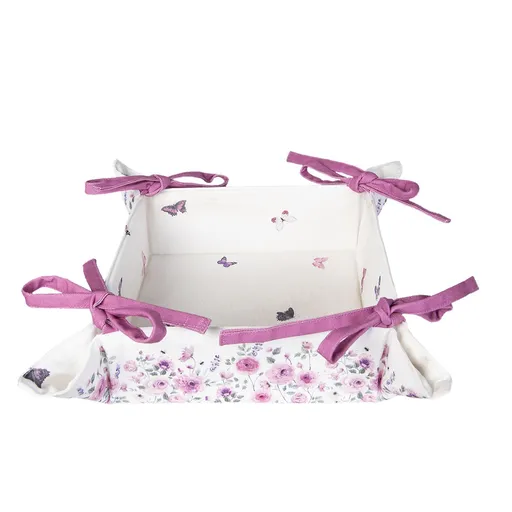 Oboustranný košík na pečivo Roses and butterflies - 35*35*8 cm Clayre & Eef