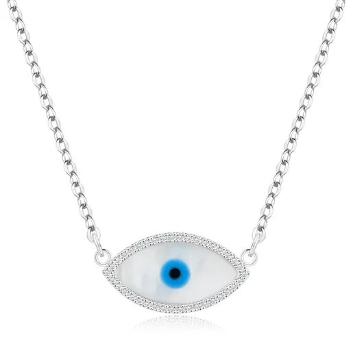 Stříbrný 925 náhrdelník - ochranné Horovo oko, přírodní perleť