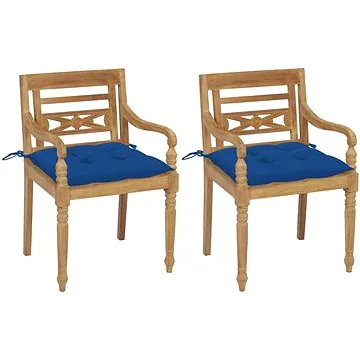 SHUMEE Židle zahradní BATAVIA s modrými poduškami, teak 3062152 - 2ks v balení (3062152)