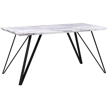 Jídelní stůl mramorový vzhled bílý / černý 150 x 80 cm MOLDEN, 242460 (beliani_242460)
