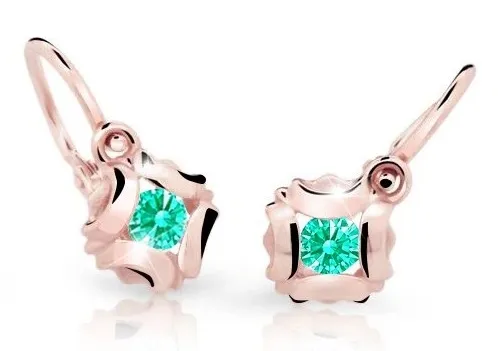 Cutie Jewellery Slušivé dětské náušnice z růžového zlata C2216-10-X-4 světle zelená