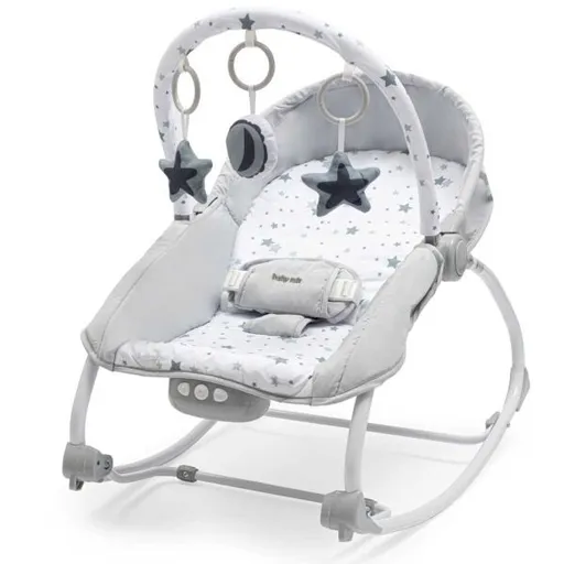 BABY MIX HVĚZDIČKY Multifunkční houpací lehátko, šedá, velikost