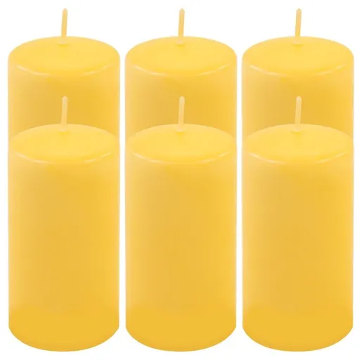 Žlutá parafínová svíčka 11,5 cm, 30 h hoření, sada 6 ks