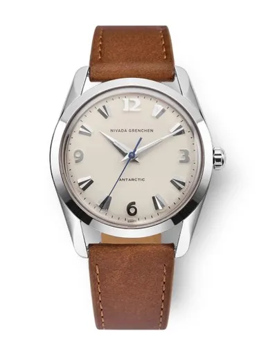 Nivada Grenchen Antarctic 35 mm - Eggshell White Luminova - Brown Leather