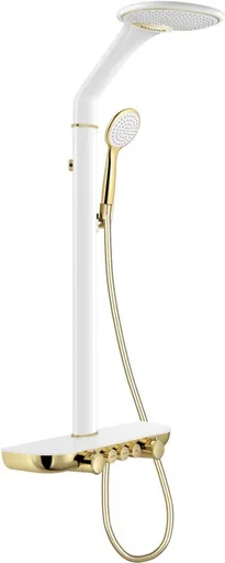 MEXEN Bolt Sprchový set s dešťovou sprchou a baterií, bílá/zlatá 78108-25