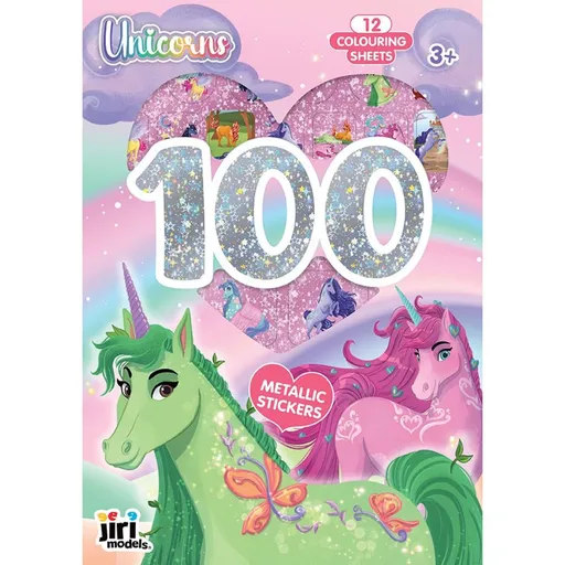 Jiri Models 100 metalických samolepek s omalovánkovými listy Jednorožci