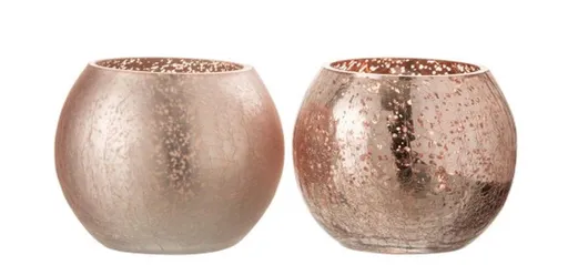 2ks růžové skleněné svícny Crazed S - Ø12*9 cm J-Line by Jolipa