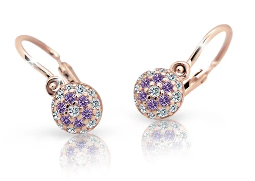 Cutie Jewellery Dětské náušnice z růžového zlata C2150-10-X-4 fialová