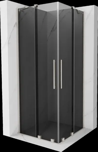 MEXEN/S Velar Duo sprchový kout, posuvné dveře 90 x 90, grafit, nikl kartáčovaný 871-090-090-42-97