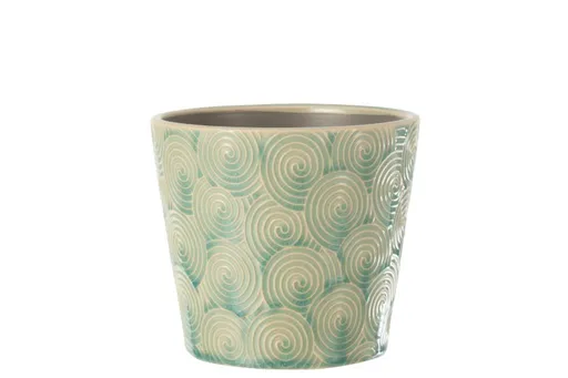 Tyrkysový vzorovaný obal na květináč Spiral L - Ø17*15 cm J-Line by Jolipa
