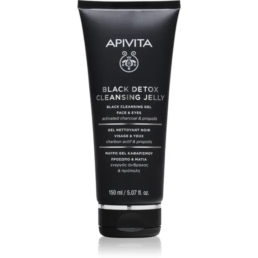 Apivita Cleansing Black Detox Cleansing Gel čisticí gel s aktivním uhlím na obličej a oči 150 ml