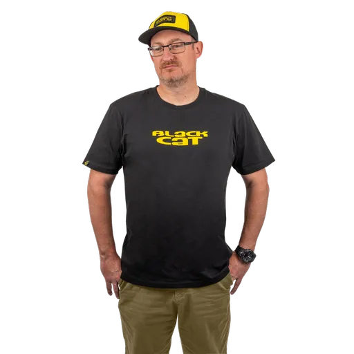 Black cat tričko logo black t-shirt - xxl