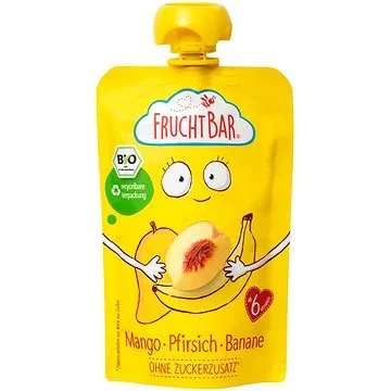 FruchtBar BIO ovocná kapsička s banánem, broskví a mangem 100 g (4260133238169)