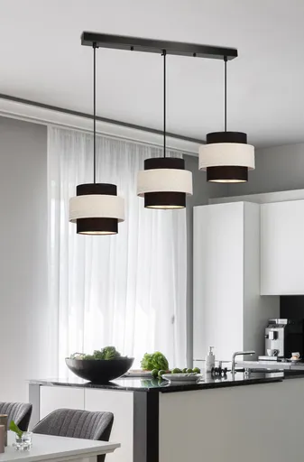 Závěsná lampa Benta černá 3x40W e27 stínidlo černá+krémová
