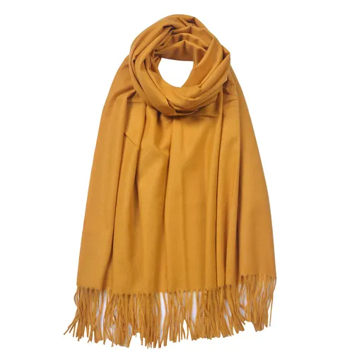 Žlutá šála s třásněmi - 68*175 cm Clayre & Eef