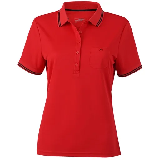 James & Nicholson (Daiber) Dámská sportovní polokošile JN701 - Červená / černá | XL