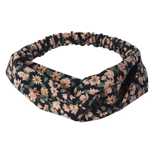 Černá látková květovaná čelenka - 20 cm Clayre & Eef