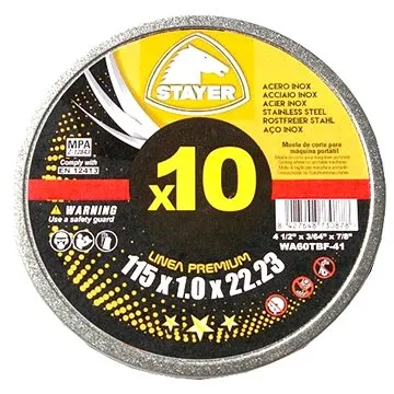 Kotouč řezný na kov PREMIUM T41, O 115 x 1 x 22,23 mm, 10 ks, STAYER (3775.1135)