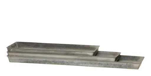 3ks plechový antik dlouhý podnos Old French - 62*13*3/ 52*13*3/ 42*13*3 cm Chic Antique