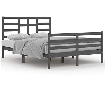 Rám postele šedý masivní dřevo 140 × 200 cm, 3105862 (3105862)