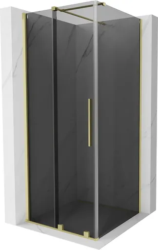 MEXEN/S Velar sprchový kout, posuvné dveře 110 x 110, grafit, zlato kartáčovaná 871-110-110-41-55