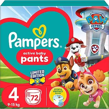 PAMPERS Active Baby Pants Paw Patrol vel. 4 (72 ks) (8006540863572)