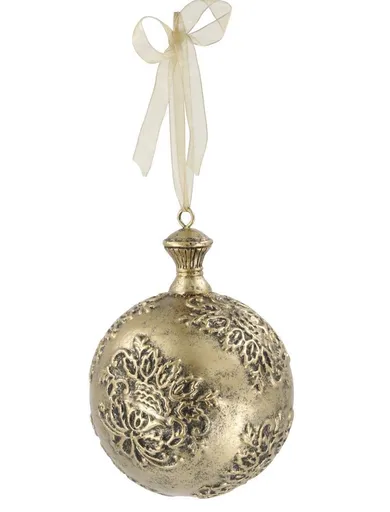 Mosazná antik vánoční ozdoba koule Mossier - Ø 10 * 15 cm Chic Antique
