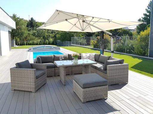 DEOKORK Ratanová variabilní sestava jídelní SEVILLA  pro 8 osob (šedá)