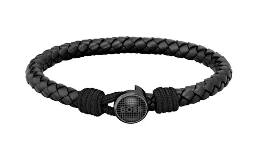 Hugo Boss Módní černý kožený náramek Classic 1580468M 18 cm