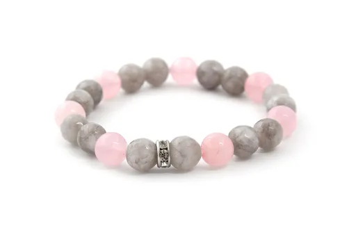 Agato Korálkový náramek z jadeitu a růženínu MINK18/17