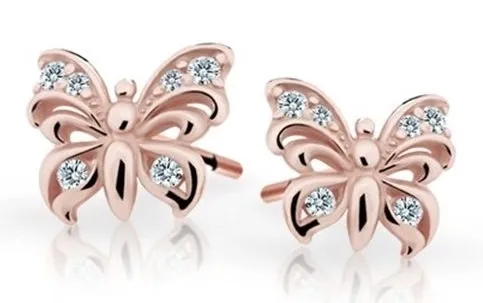Cutie Jewellery Dětské náušnice z růžového zlata Motýlek C2226-30-10-X-4