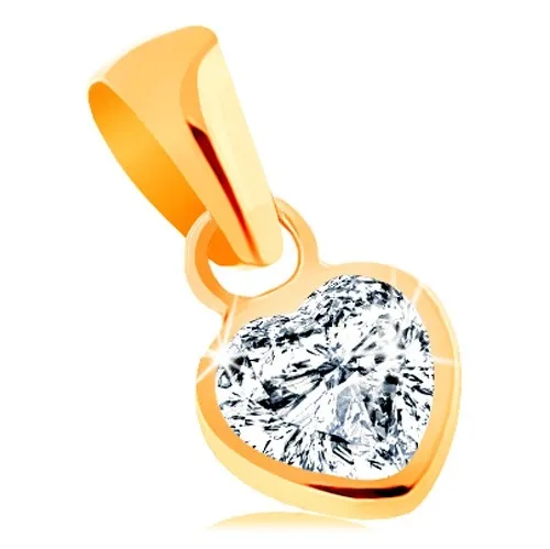 Přívěsek ve žlutém 14K zlatě - blýskavé zirkonové srdíčko čiré barvy