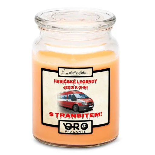 Svíčka Hasičské legendy – Transit (Vůně svíčky: Tropické ovoce)