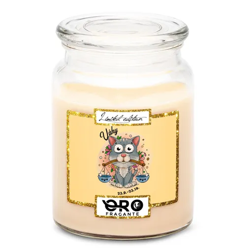 Svíčka Kočičí znamení – váhy (Vůně svíčky: Vanilka)