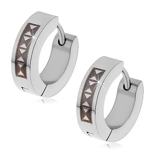 Kloubové náušnice z oceli 316L s černým trojúhelníkovým vzorem