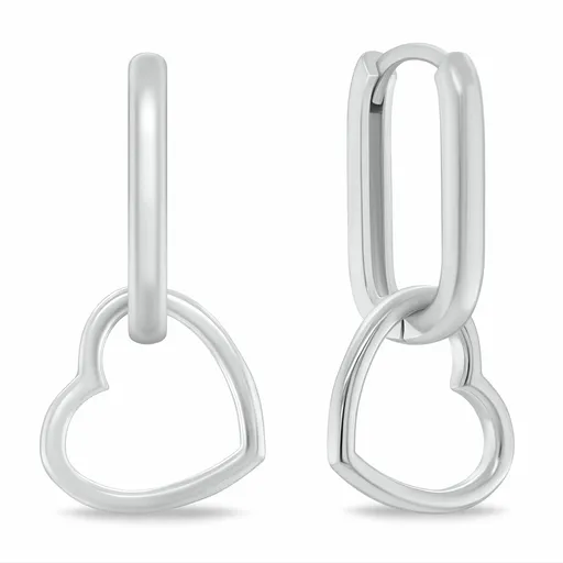 Brilio Silver Stříbrné oválné náušnice se srdíčky 2v1 EA1188W