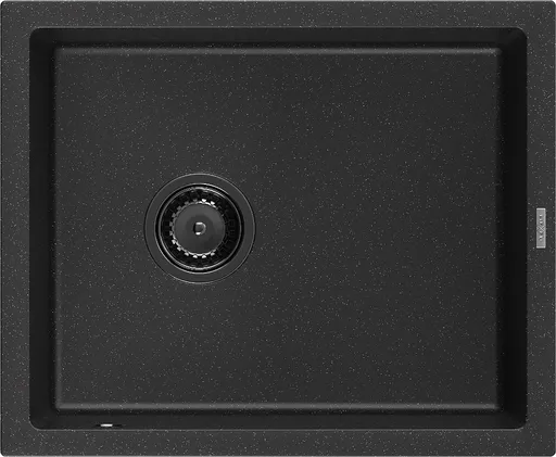 MEXEN/S Pedro granitový dřez 1-miska 560 x 460 mm, černá/stříbrná metalik, sifon černá 6508561000-73-B