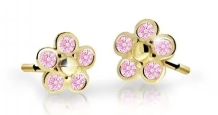 Cutie Jewellery Dětské kytičkové náušnice ze žlutého zlata C2744-30-X-1 růžová