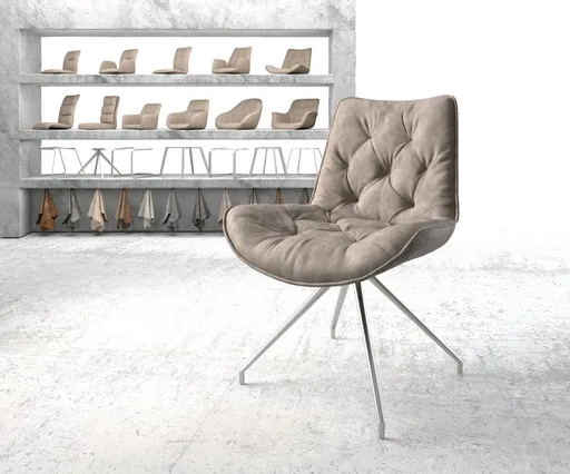 Otočná židle Taimi-Flex taupe vintage křížová podnož zúžená