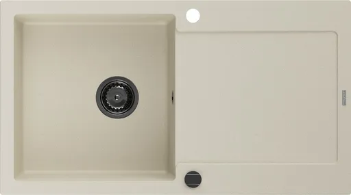 MEXEN/S Leo granitový dřez 1 s odkapávačem 900x500 mm, béžová,+ černý sifon 6501901010-69-B